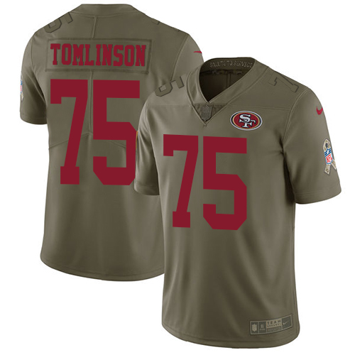 San Francisco 49ers Limited Olive Men Laken Tomlinson NFL Jersey #75 2017 Salute to Service->youth nfl jersey->Youth Jersey